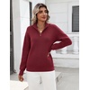 Zeagoo Womens Fall Long Sleeve Quarter Zip Sweaters Knit Pullover Tops(Wine Red)