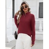 Zeagoo Womens Fall Long Sleeve Quarter Zip Sweaters Knit Pullover Tops(Wine Red)