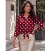 Zeagoo Womens Satin Blouses Button Down Shirts 3/4 Sleeve Dressy Tops S-2XL(Red Polka Dots)