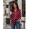 Zeagoo Womens Satin Blouses Button Down Shirts 3/4 Sleeve Dressy Tops S-2XL(Red Polka Dots)