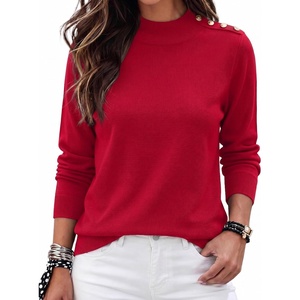 Zeagoo Sweaters for Women Turtleneck Tops Long Sleeve Mock Neck Pullover(Red)