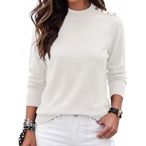 Zeagoo Sweaters for Women Turtleneck Tops Long Sleeve Mock Neck Pullover(White)
