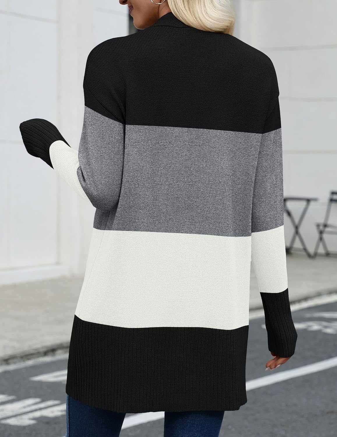 image:imageZeagoo Cardigan Sweaters for Women Open Front Cardigans Long Sleeve SweaterA2colorblock 960