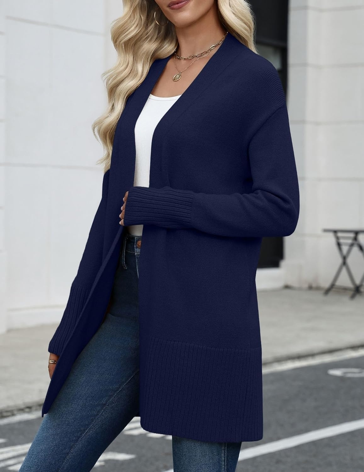 image:imageZeagoo Cardigan Sweaters for Women Open Front Cardigans Long Sleeve SweaterNavy Blue