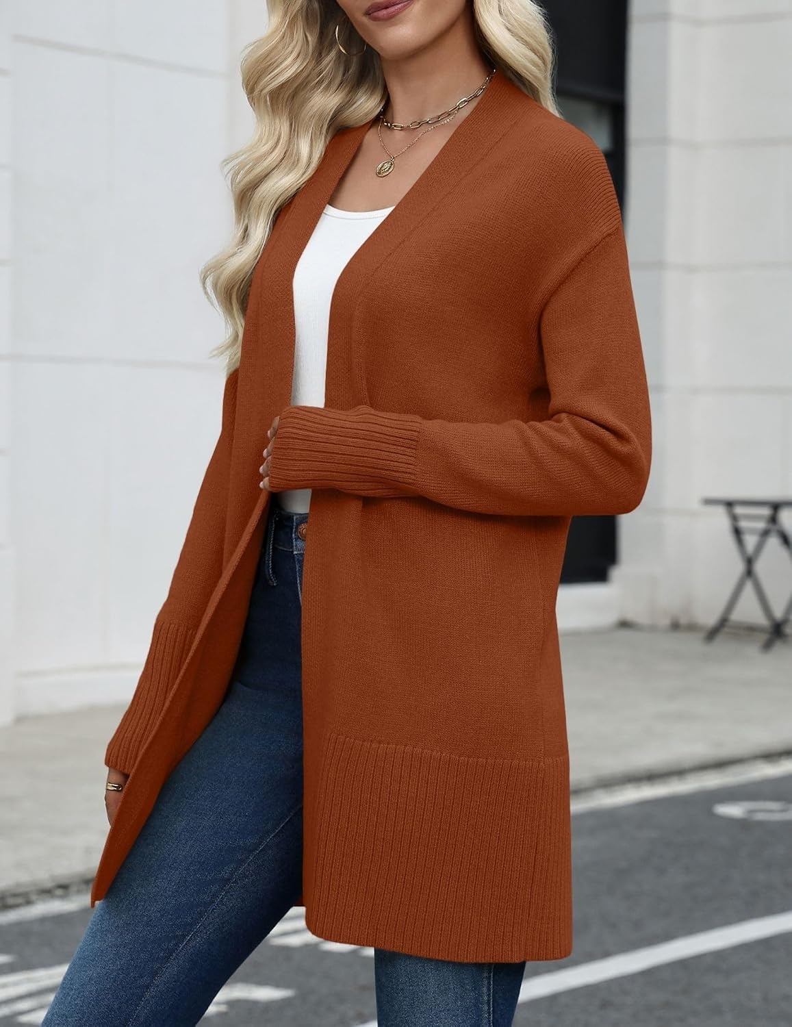image:imageZeagoo Cardigan Sweaters for Women Open Front Cardigans Long Sleeve SweaterOrange