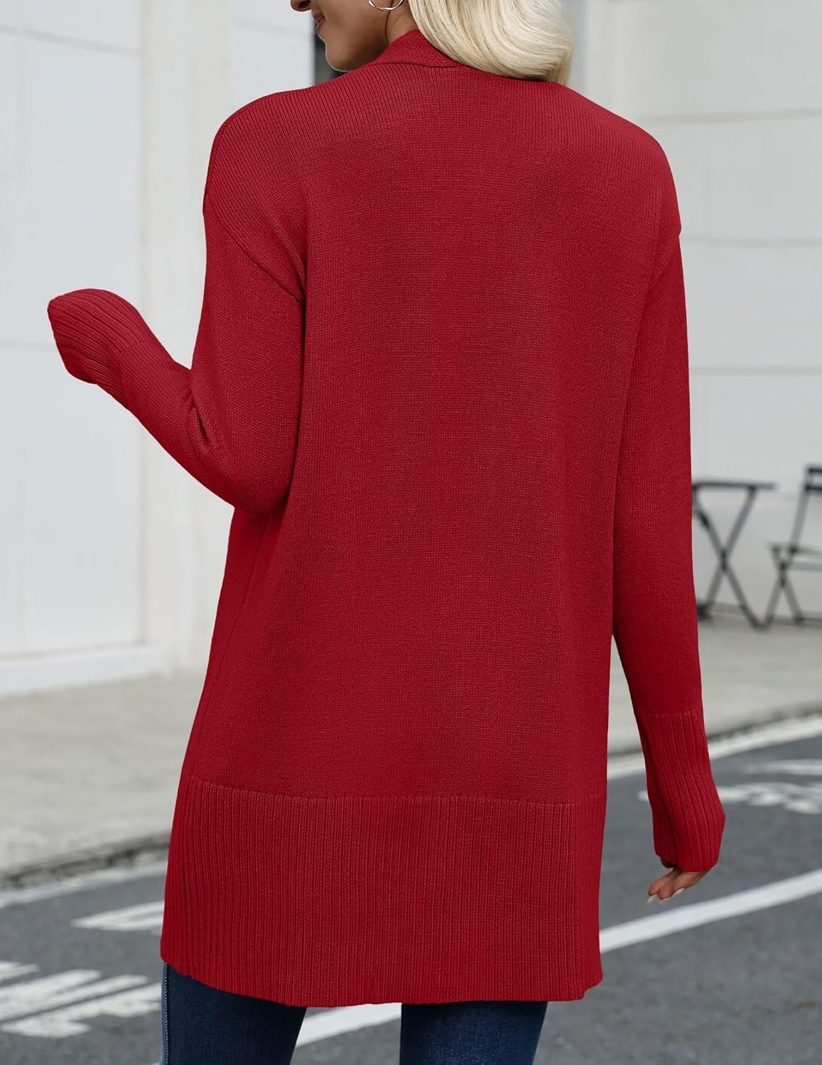 image:imageZeagoo Cardigan Sweaters for Women Open Front Cardigans Long Sleeve SweaterRed