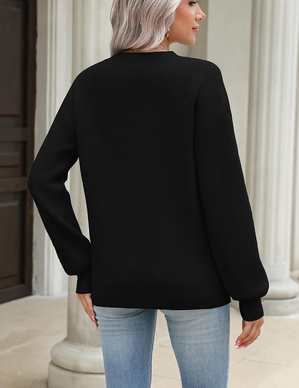 image:imageZeagoo Sweaters for Women 2026 Loose Fit Chunky Knit Casual Fall Outfits02 Black