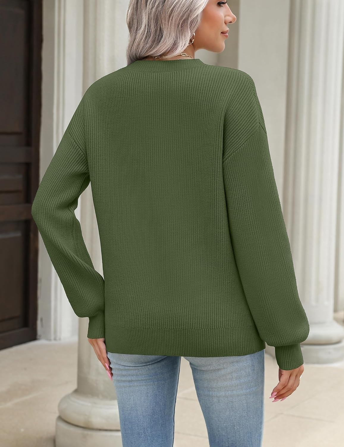image:imageZeagoo Sweaters for Women 2026 Loose Fit Chunky Knit Casual Fall OutfitsArmy Green