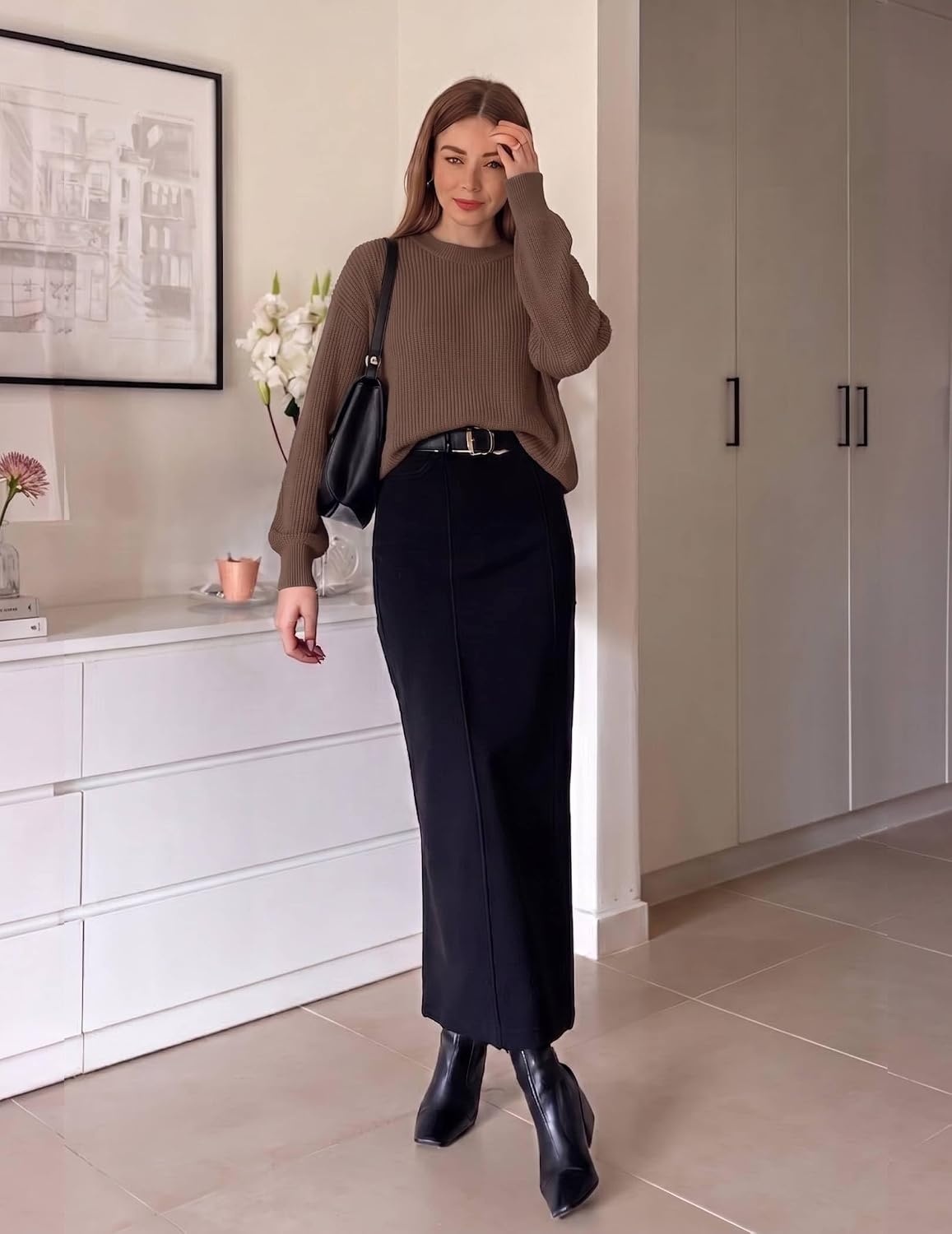 image:imageZeagoo Sweaters for Women 2026 Loose Fit Chunky Knit Casual Fall OutfitsBrown