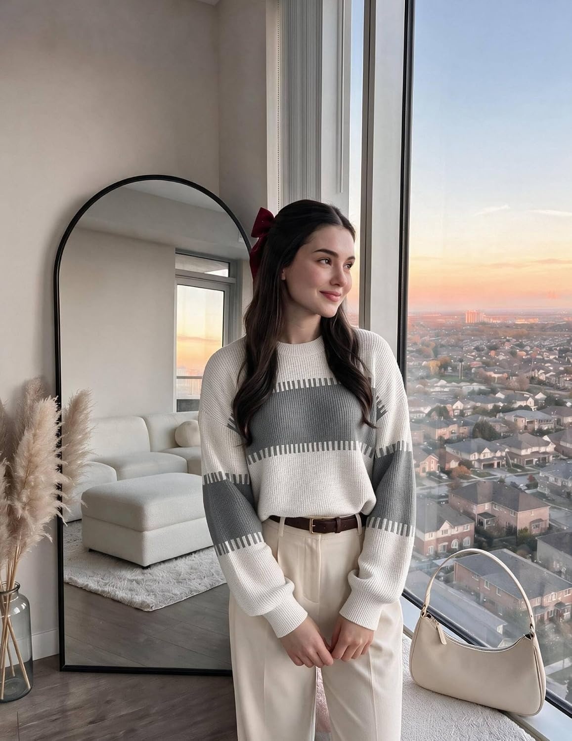 image:imageZeagoo Sweaters for Women 2026 Loose Fit Chunky Knit Casual Fall OutfitsGrey Block