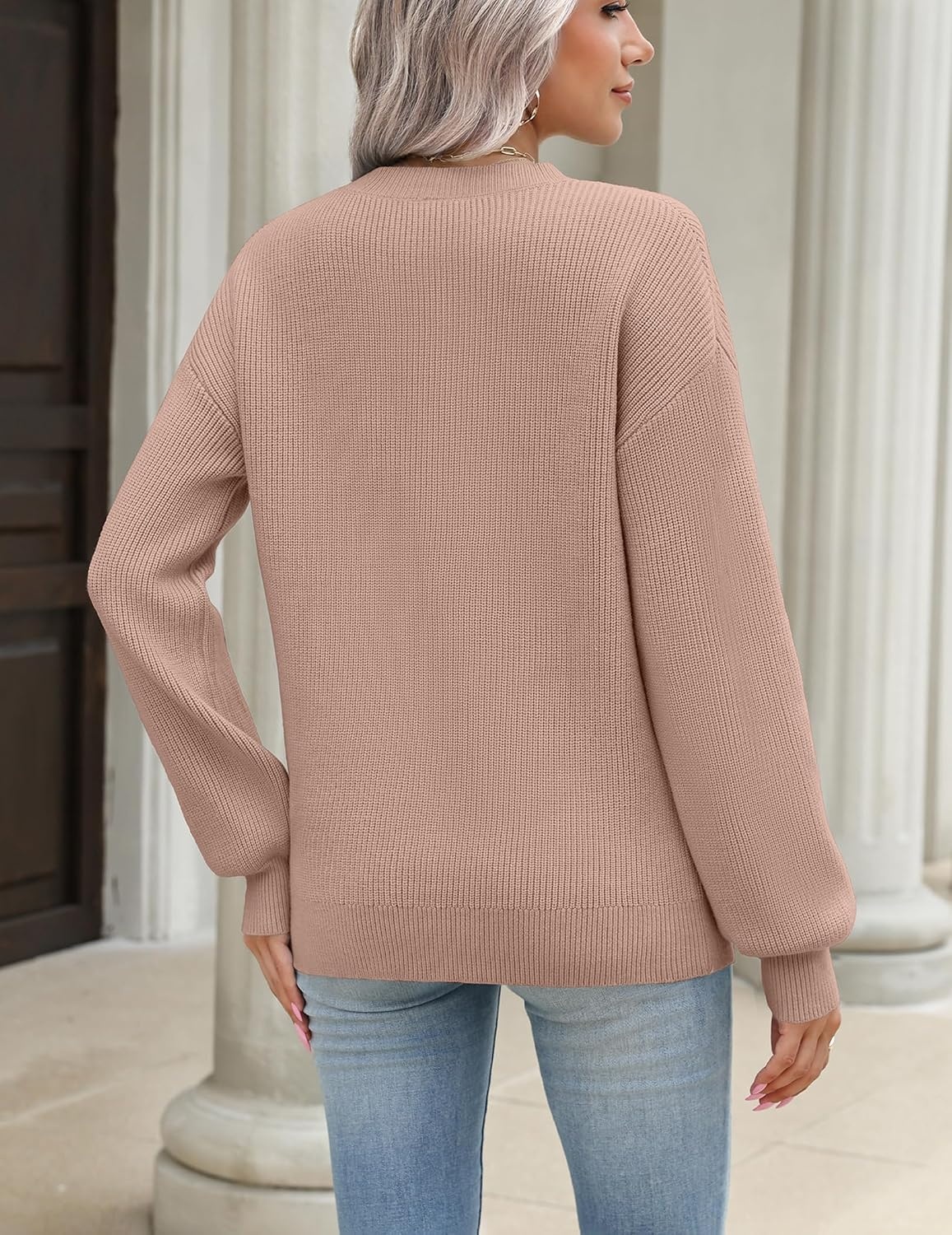 image:imageZeagoo Sweaters for Women 2026 Loose Fit Chunky Knit Casual Fall OutfitsKhaki