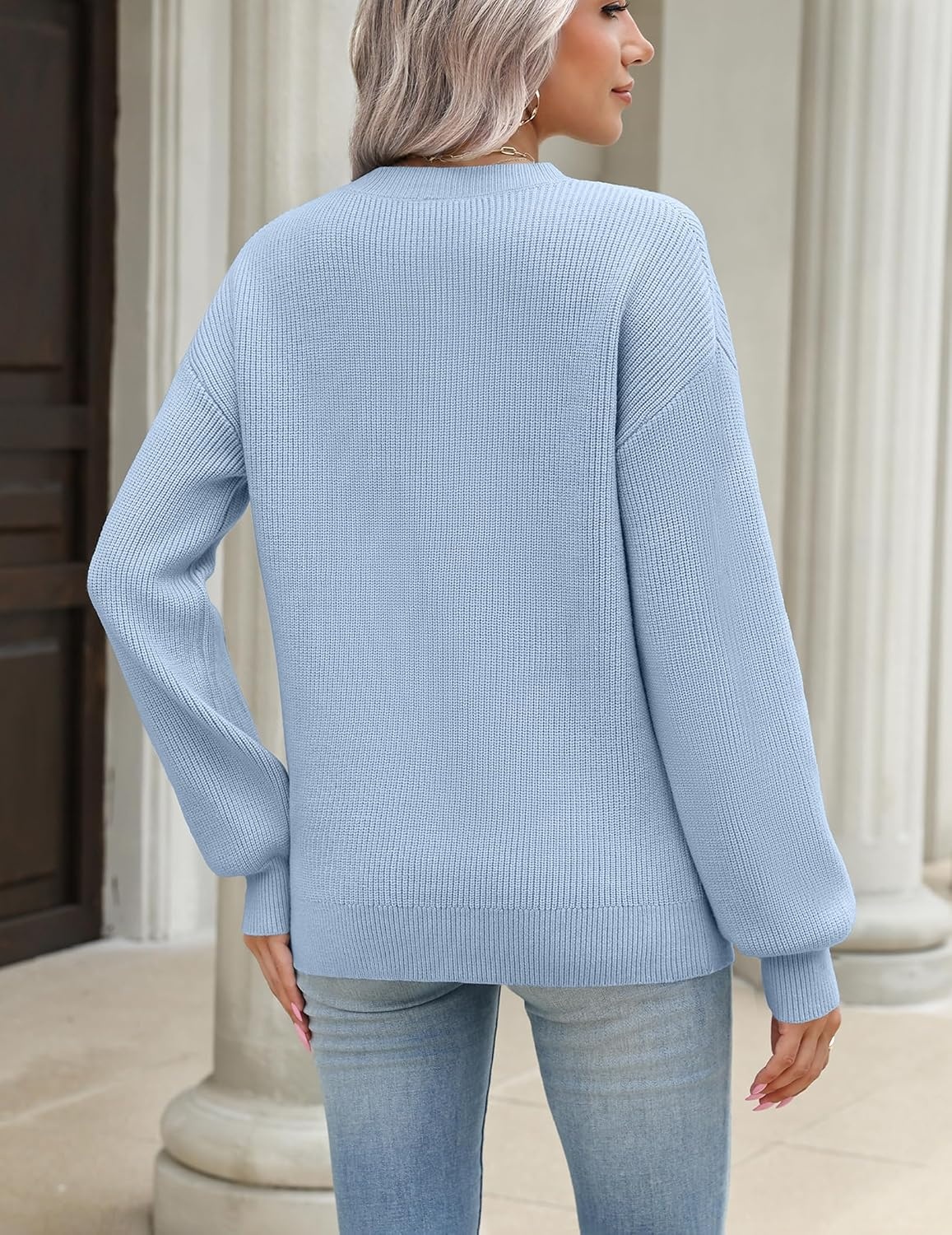 image:imageZeagoo Sweaters for Women 2026 Loose Fit Chunky Knit Casual Fall OutfitsLight Blue