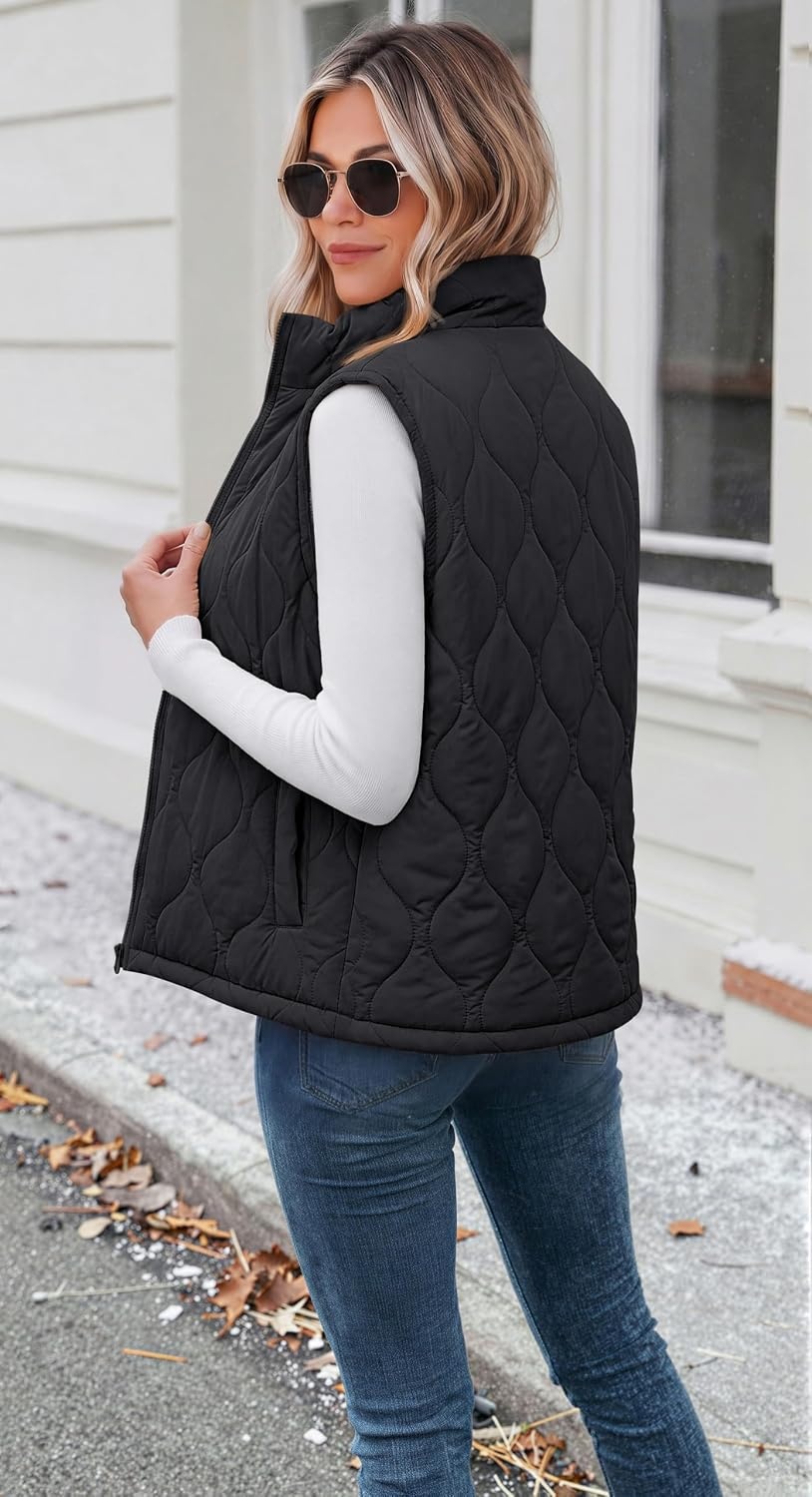 image:imageZeagoo Womens Puffer Vest Lightweight Quilted Coat Sleeveless JacketsAblack