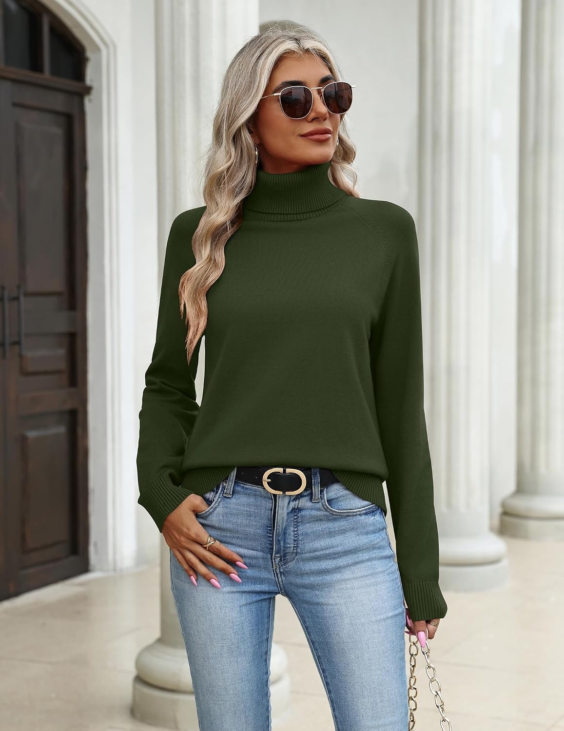 image:imageZeagoo Womens Sweaters Fall Turtleneck Tops Long Sleeve Winter ClothingArmy Green