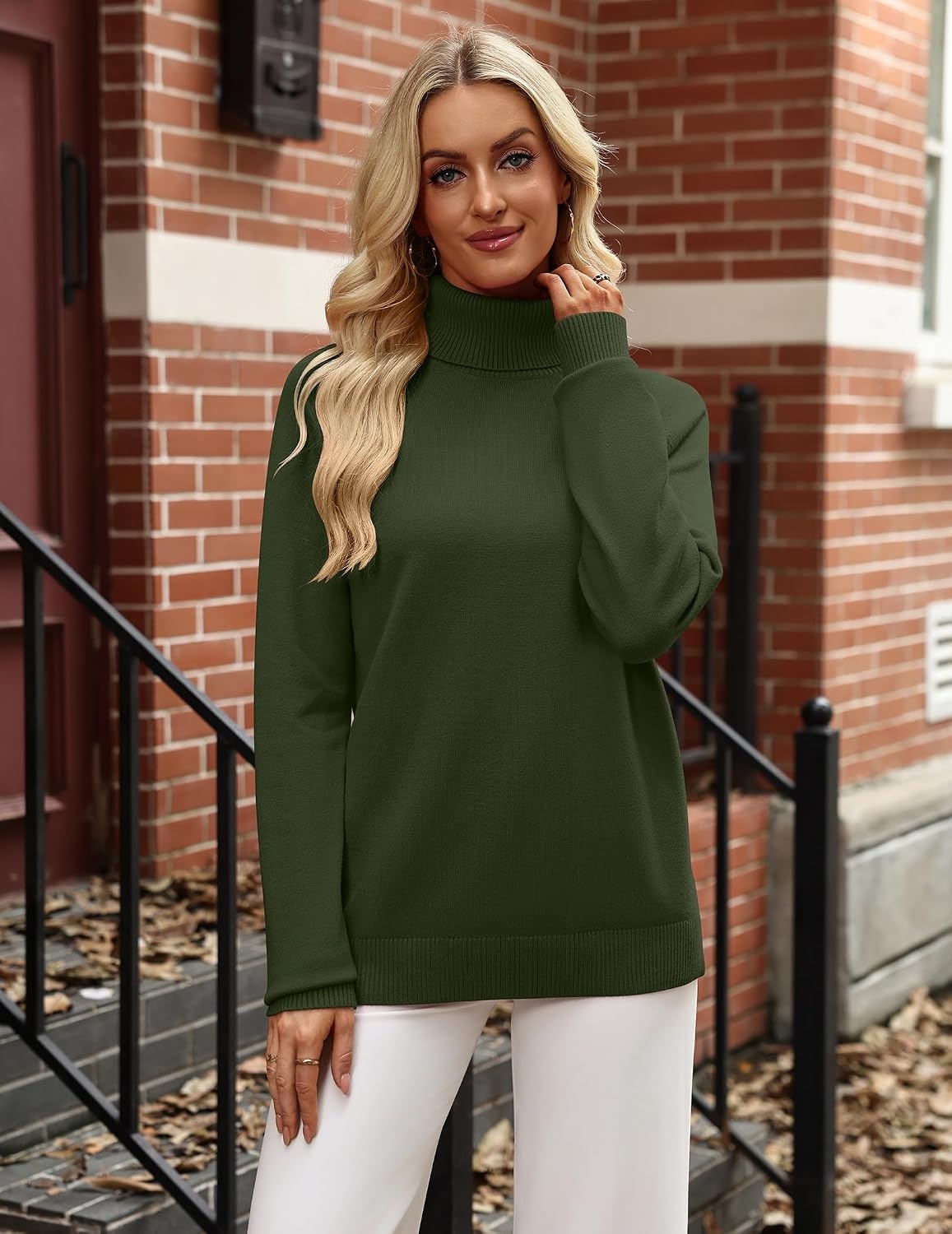 image:imageZeagoo Womens Sweaters Fall Turtleneck Tops Long Sleeve Winter ClothingArmy Green