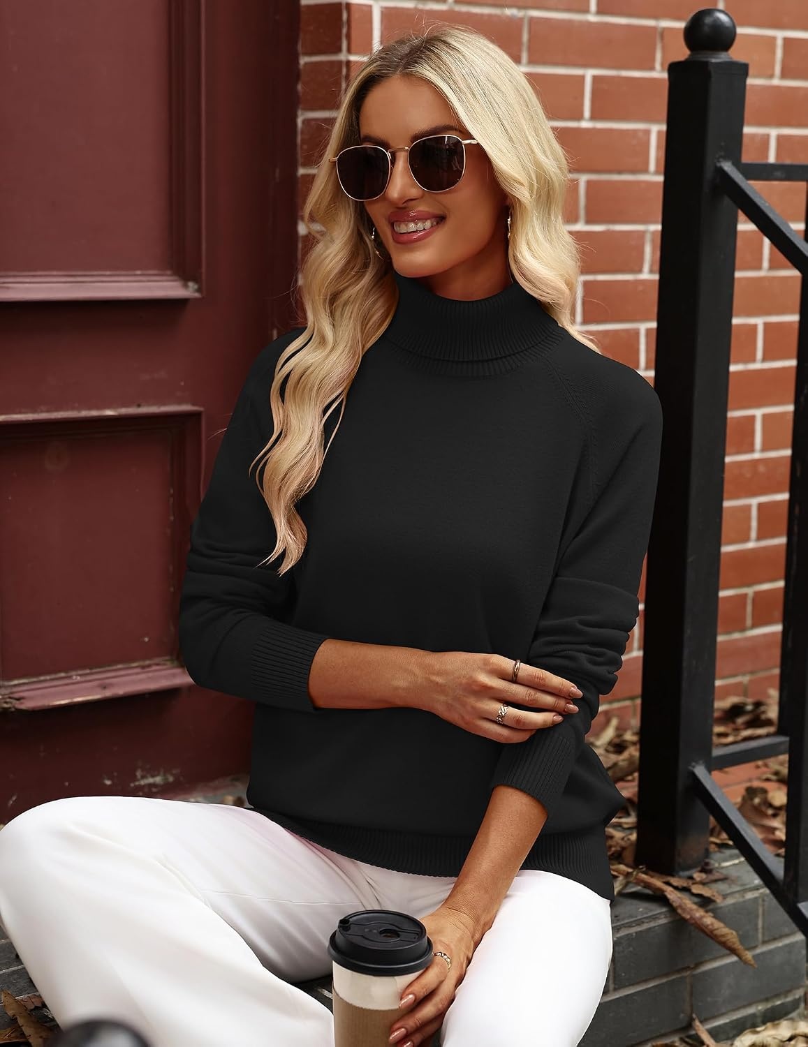 image:imageZeagoo Womens Sweaters Fall Turtleneck Tops Long Sleeve Winter ClothingBlack