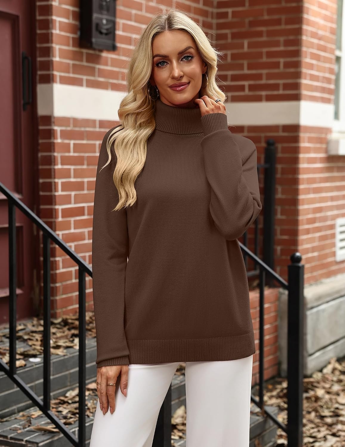 image:imageZeagoo Womens Sweaters Fall Turtleneck Tops Long Sleeve Winter ClothingBrown