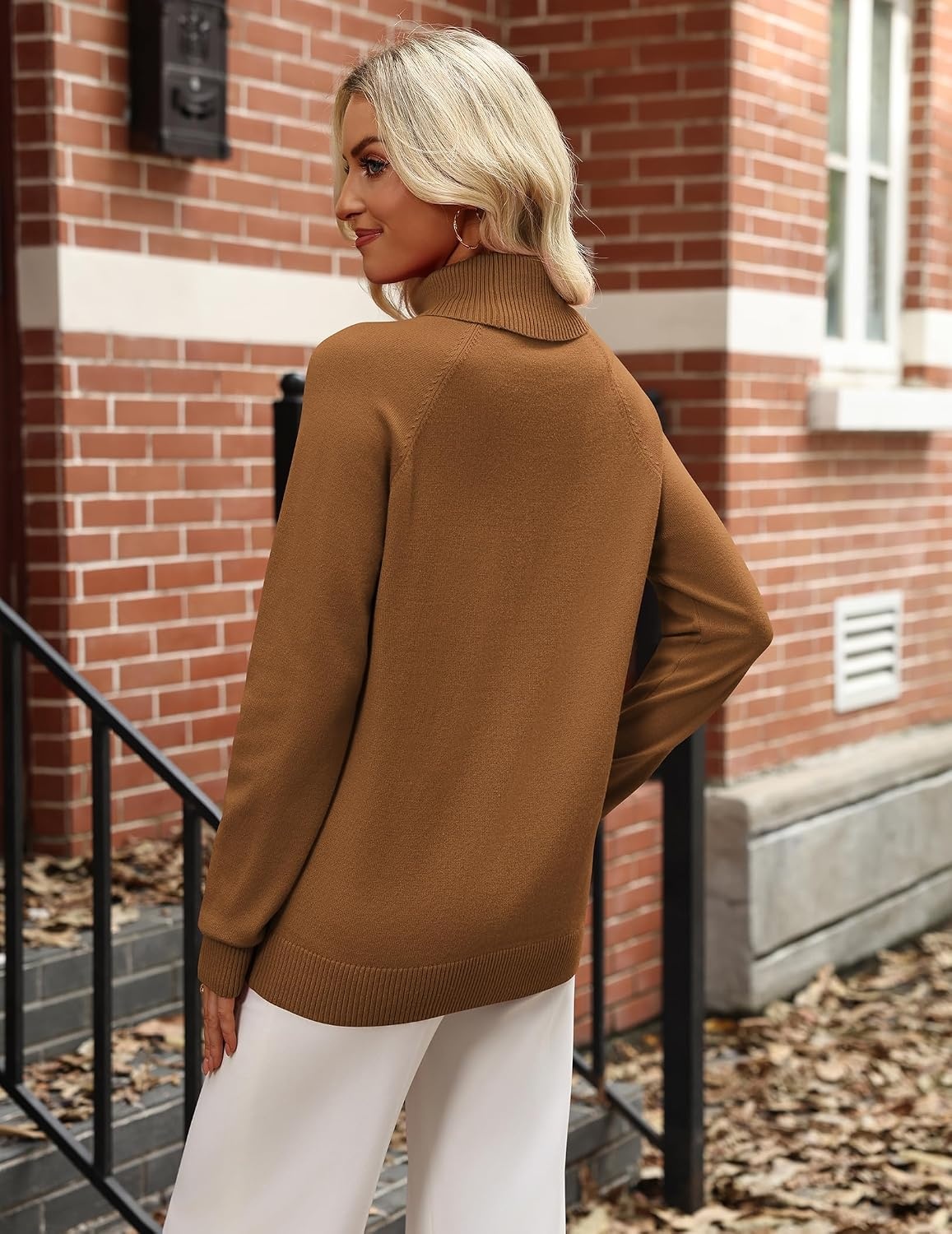 image:imageZeagoo Womens Sweaters Fall Turtleneck Tops Long Sleeve Winter ClothingLight Brown