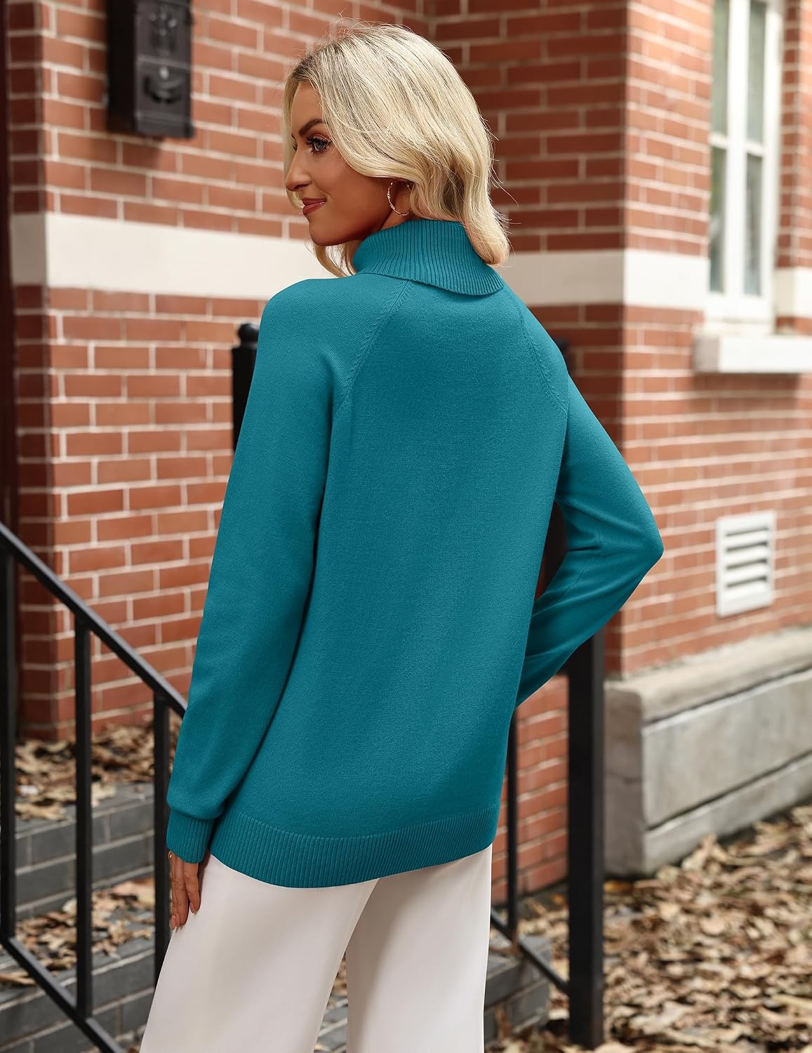 image:imageZeagoo Womens Sweaters Fall Turtleneck Tops Long Sleeve Winter ClothingPeacock Blue