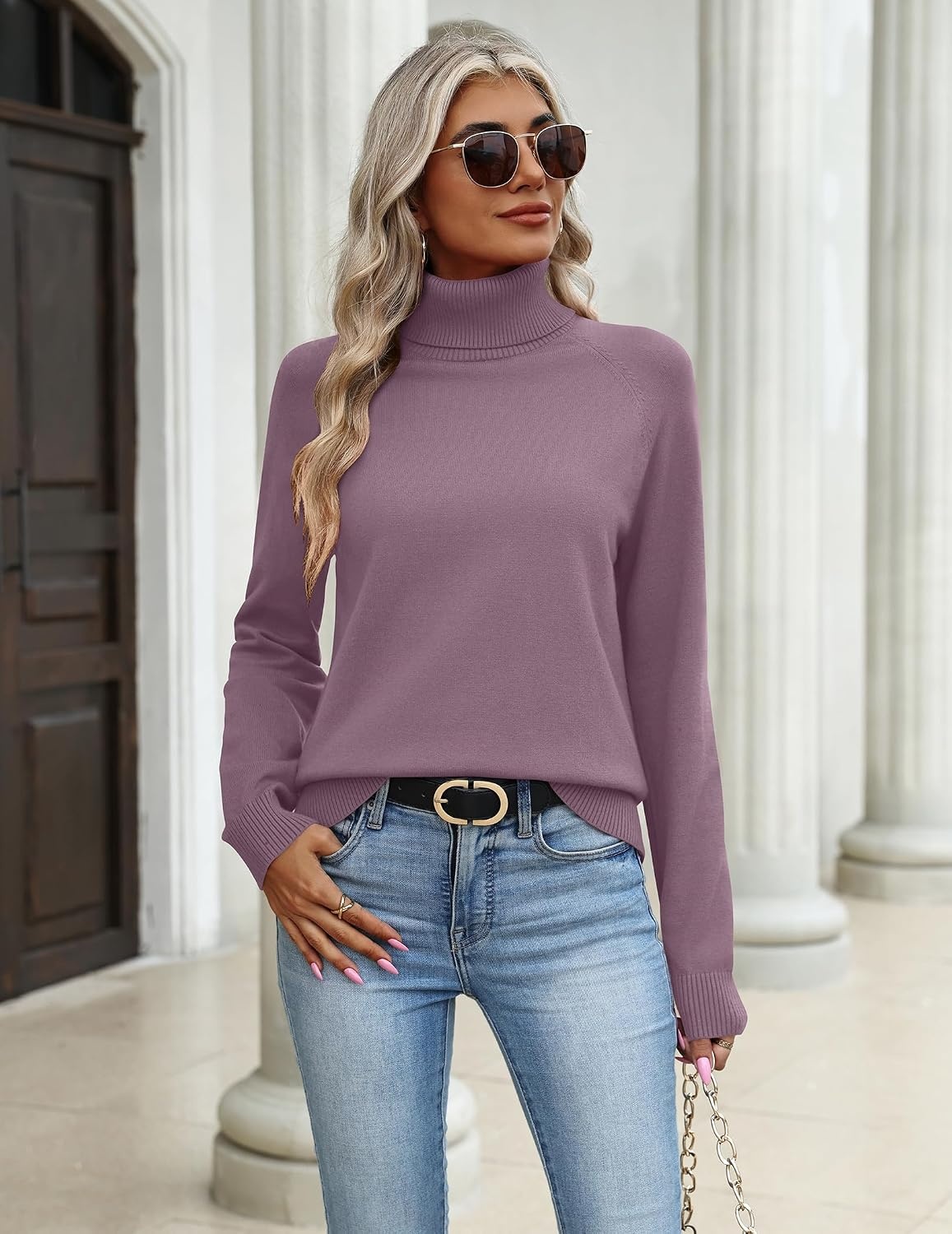 image:imageZeagoo Womens Sweaters Fall Turtleneck Tops Long Sleeve Winter ClothingPurple