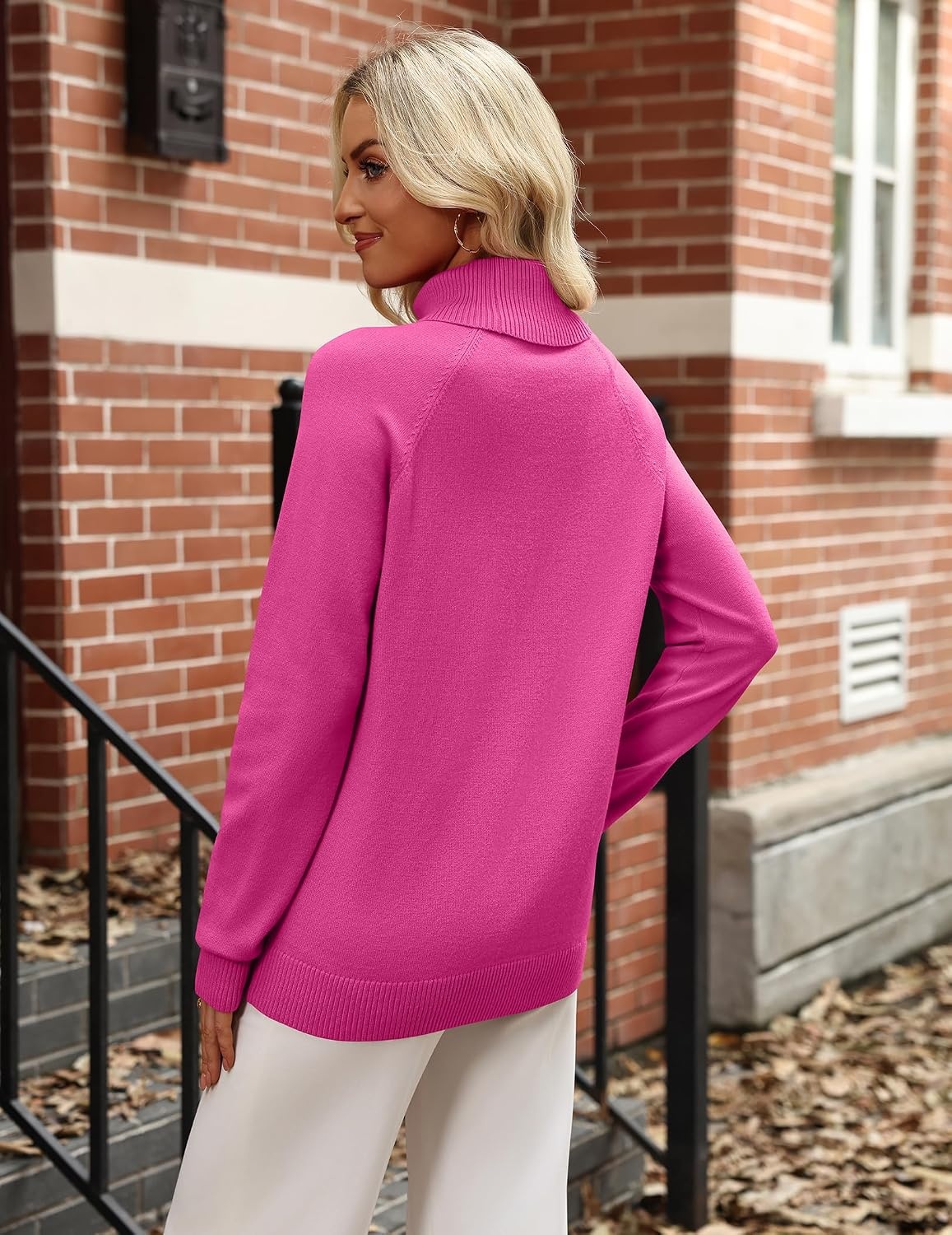 image:imageZeagoo Womens Sweaters Fall Turtleneck Tops Long Sleeve Winter ClothingRose Red