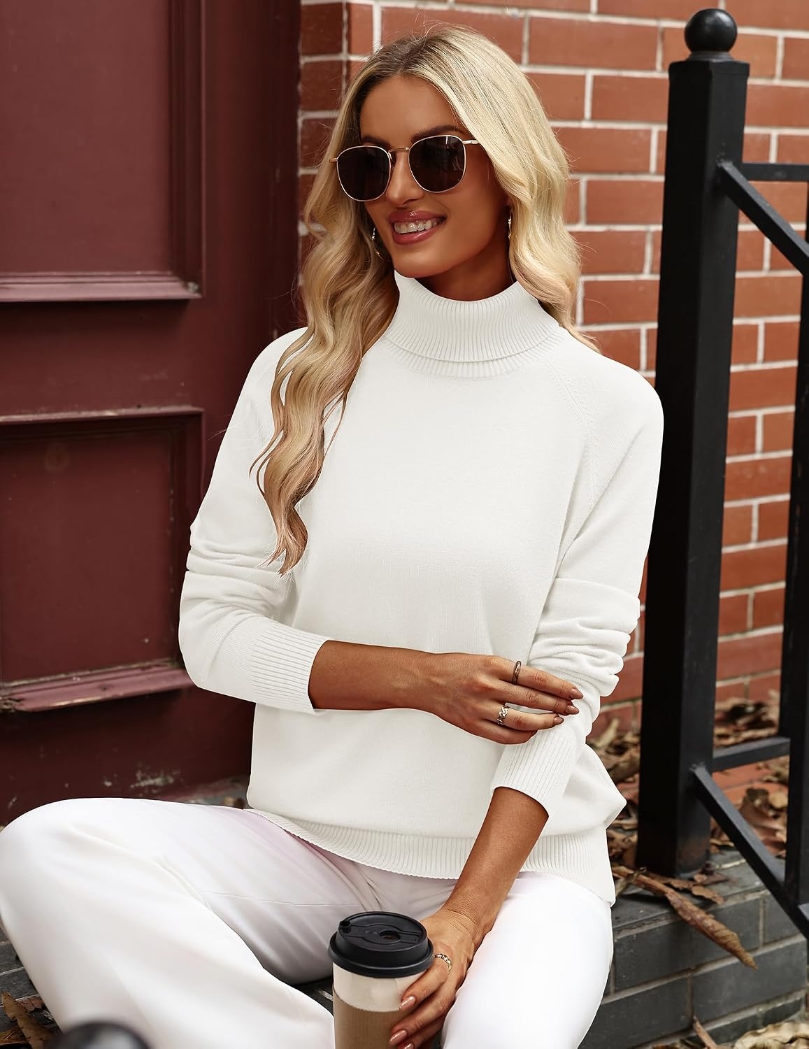 image:imageZeagoo Womens Sweaters Fall Turtleneck Tops Long Sleeve Winter ClothingWhite