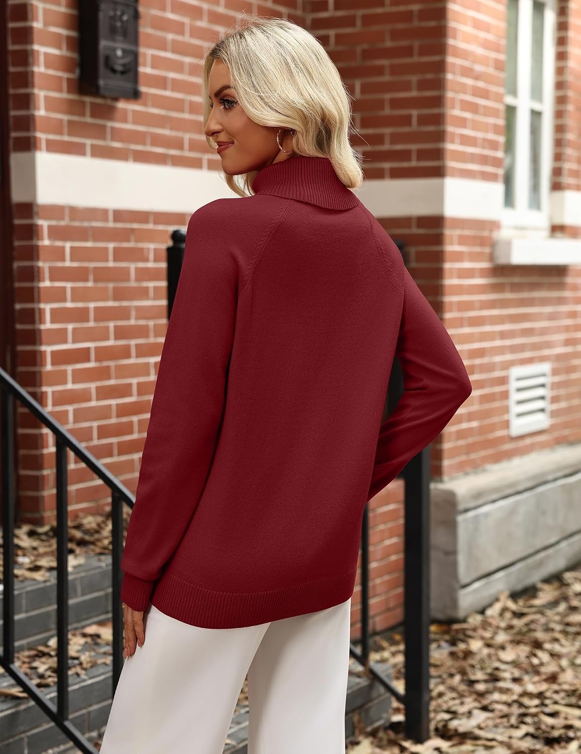 image:imageZeagoo Womens Sweaters Fall Turtleneck Tops Long Sleeve Winter ClothingWine Red