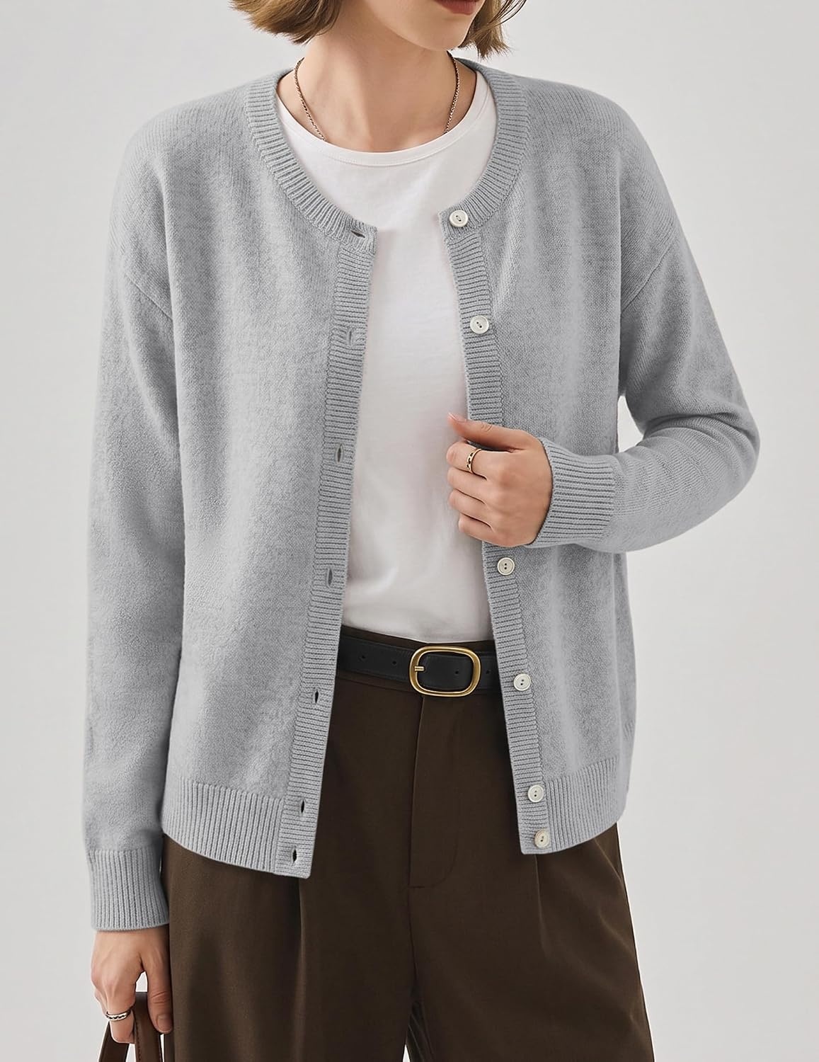 image:imageZeagoo Wool Blend Cardigan Sweaters for Women 2026 Casual Fall Outfits02 Grey