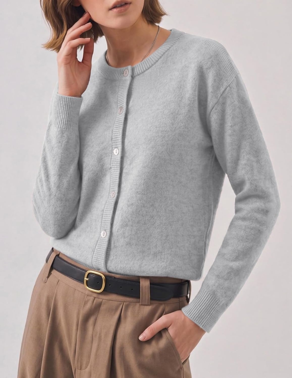 image:imageZeagoo Wool Blend Cardigan Sweaters for Women 2026 Casual Fall Outfits02 Grey