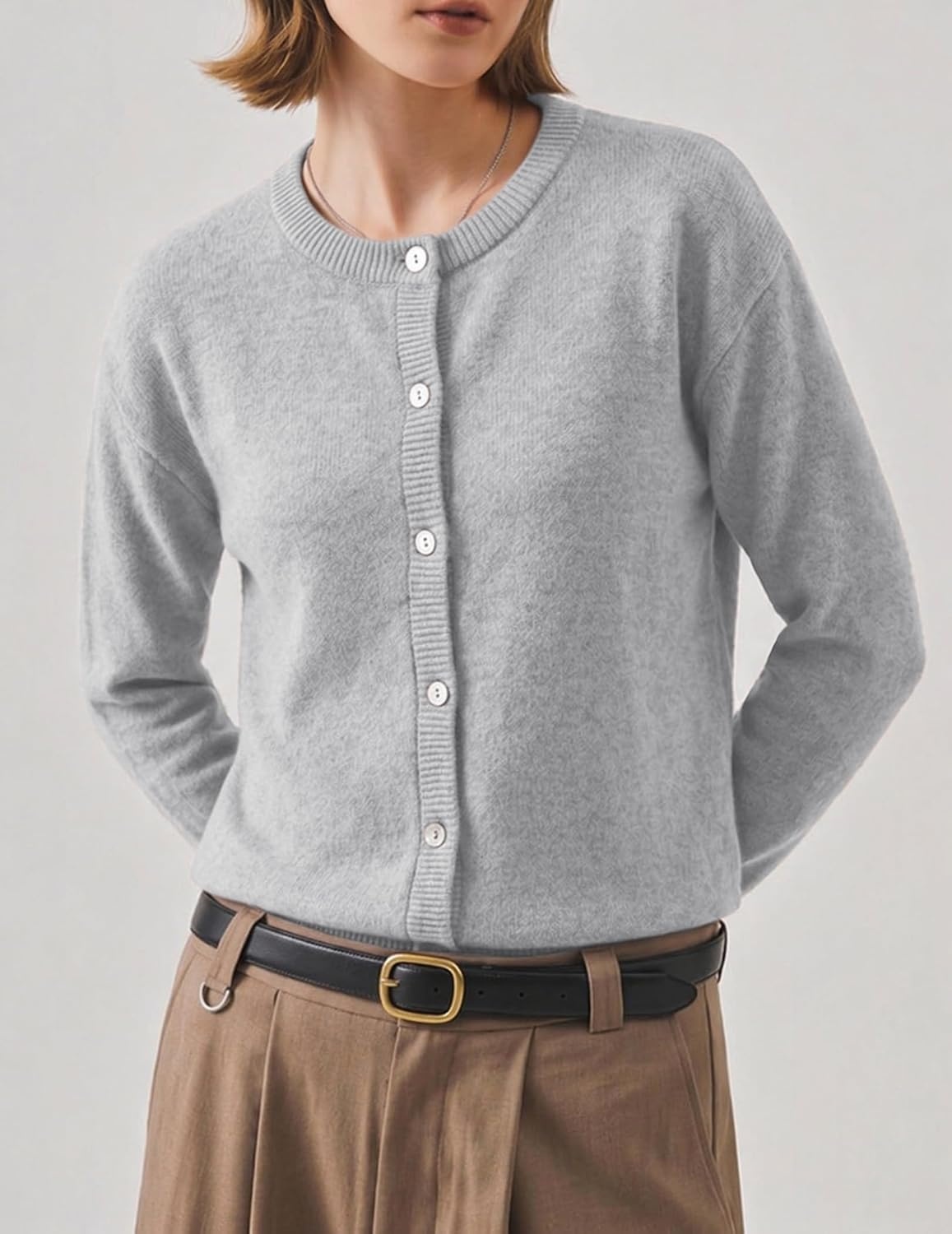 image:imageZeagoo Wool Blend Cardigan Sweaters for Women 2026 Casual Fall Outfits02 Grey
