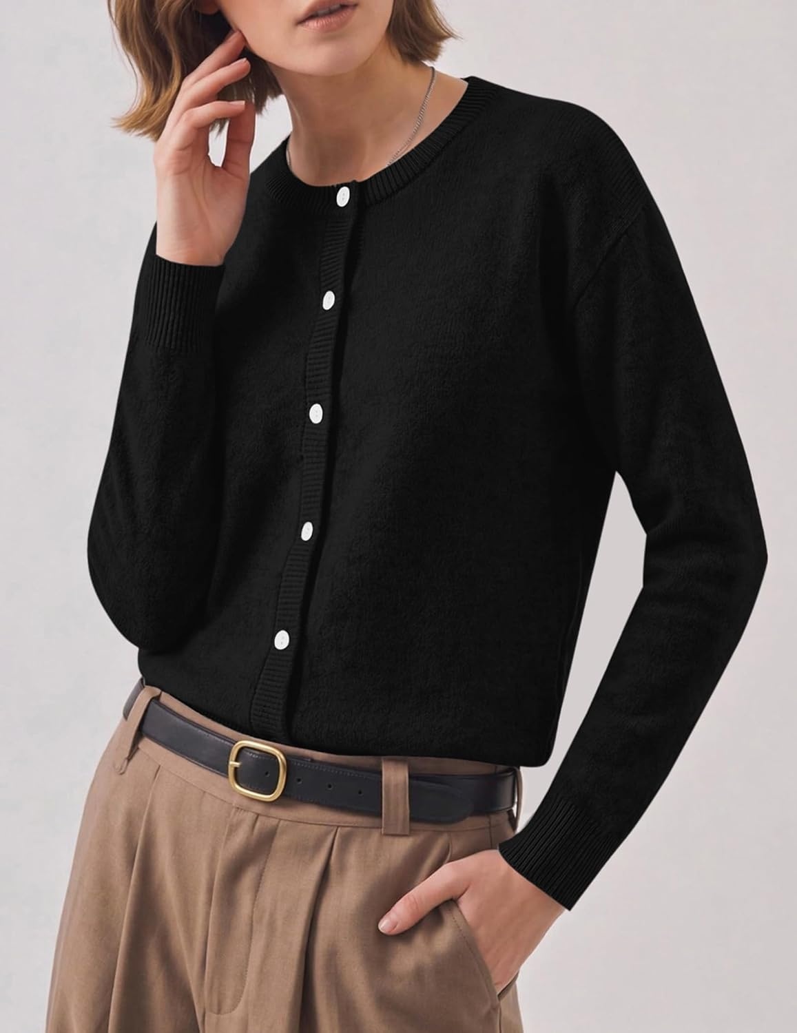 image:imageZeagoo Wool Blend Cardigan Sweaters for Women 2026 Casual Fall Outfits03 Black