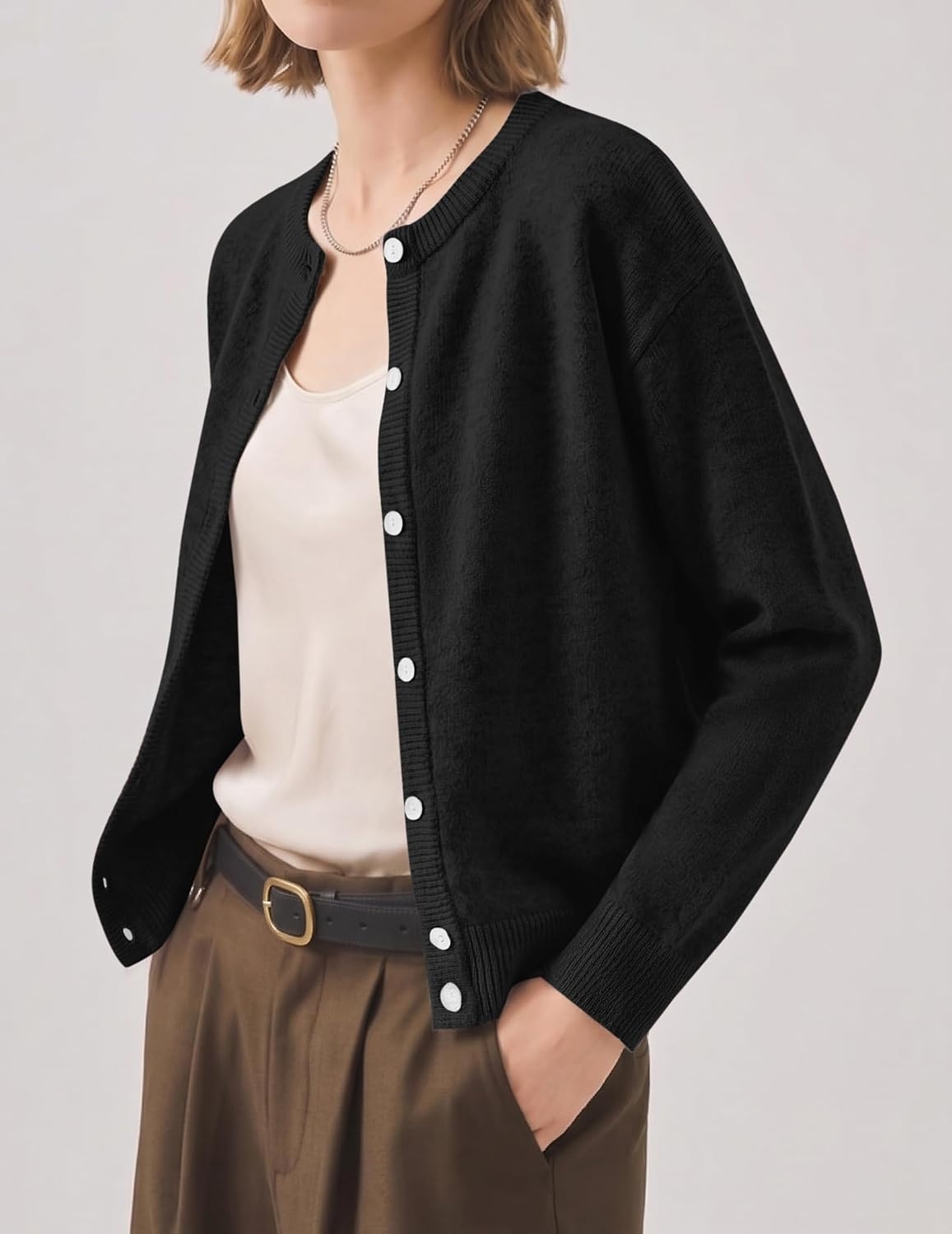 image:imageZeagoo Wool Blend Cardigan Sweaters for Women 2026 Casual Fall Outfits03 Black