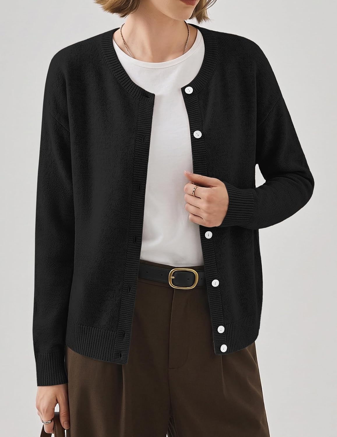 image:imageZeagoo Wool Blend Cardigan Sweaters for Women 2026 Casual Fall Outfits03 Black