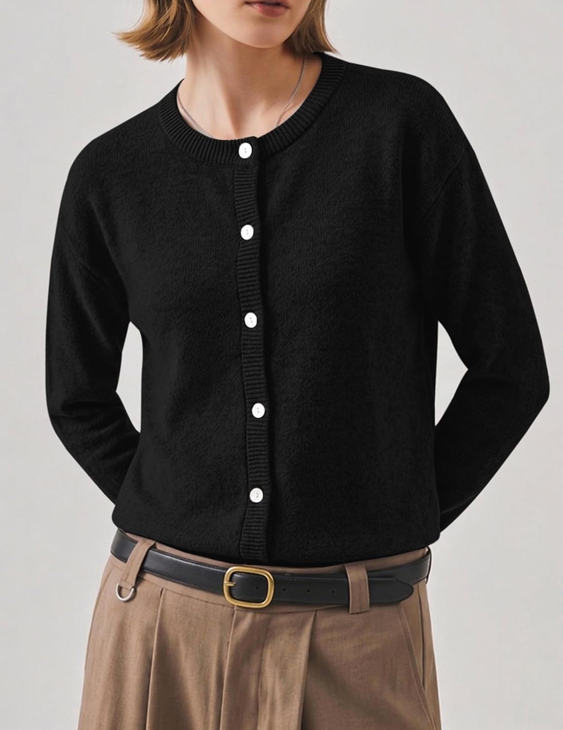 image:imageZeagoo Wool Blend Cardigan Sweaters for Women 2026 Casual Fall Outfits03 Black