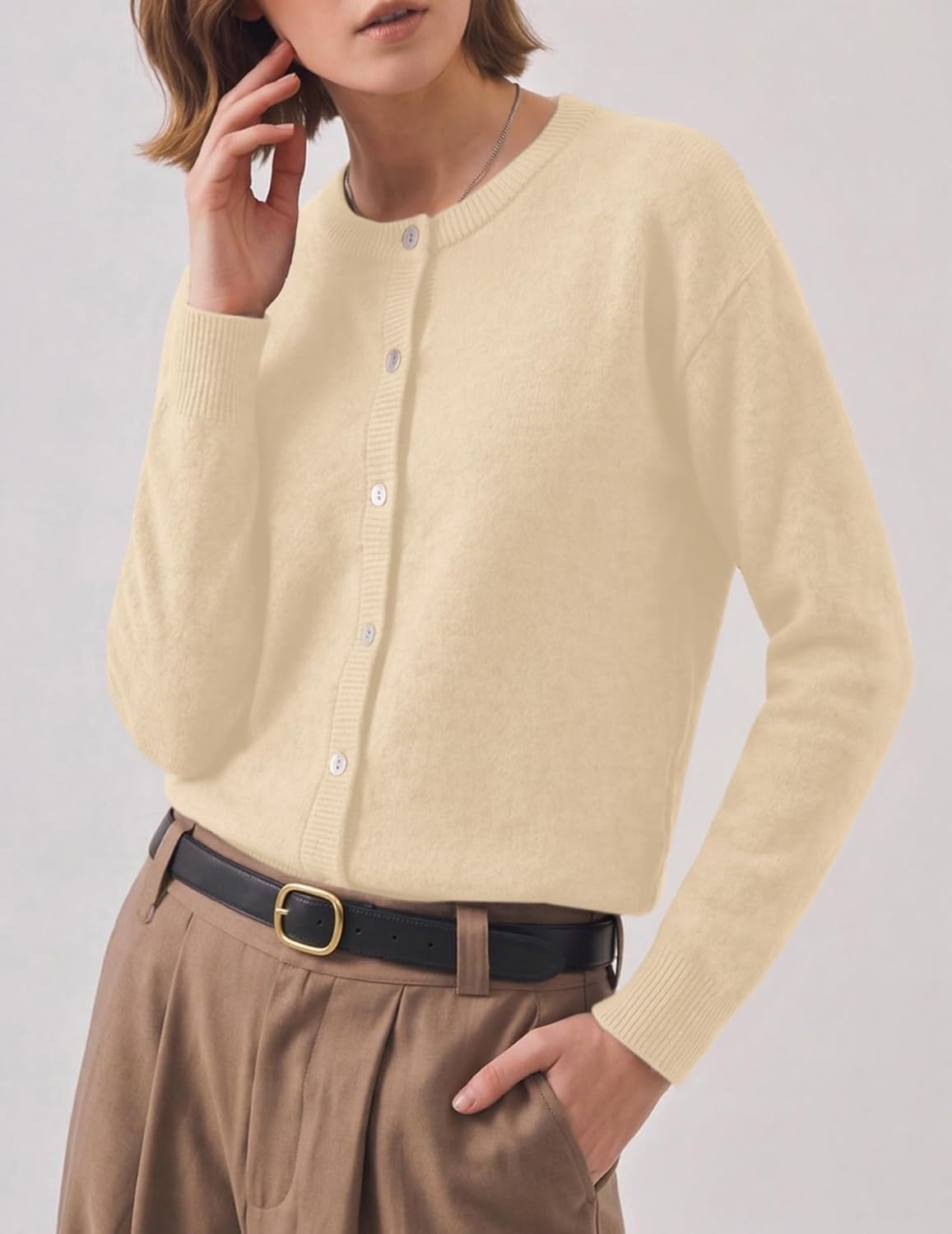 image:imageZeagoo Wool Blend Cardigan Sweaters for Women 2026 Casual Fall OutfitsApricot