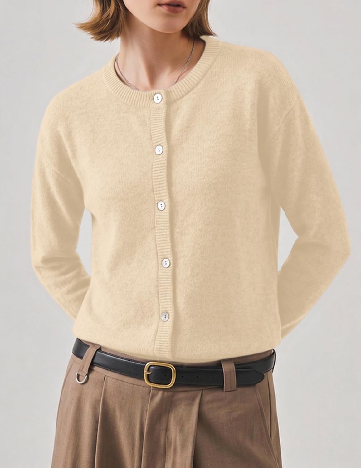 image:imageZeagoo Wool Blend Cardigan Sweaters for Women 2026 Casual Fall OutfitsApricot