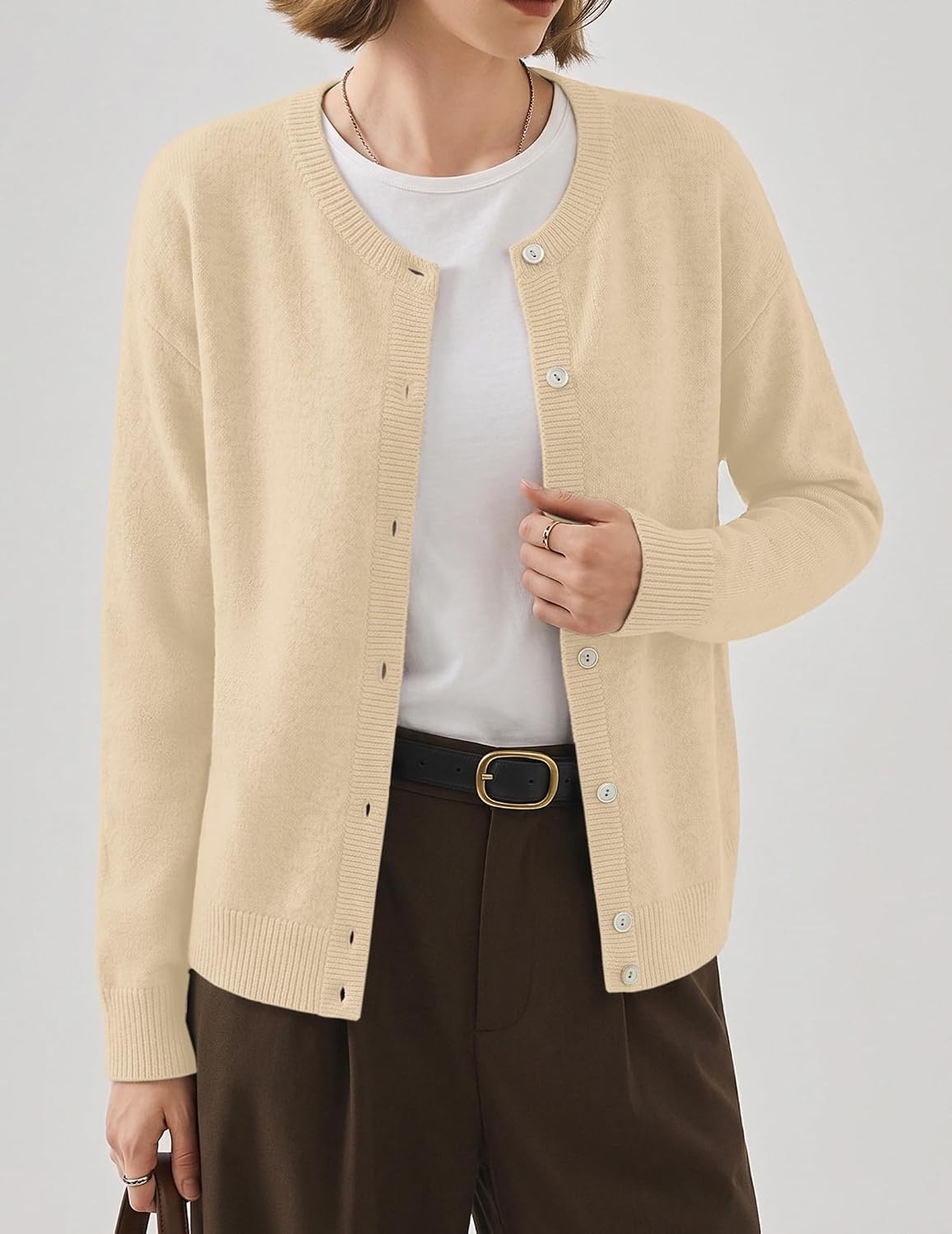 image:imageZeagoo Wool Blend Cardigan Sweaters for Women 2026 Casual Fall OutfitsApricot
