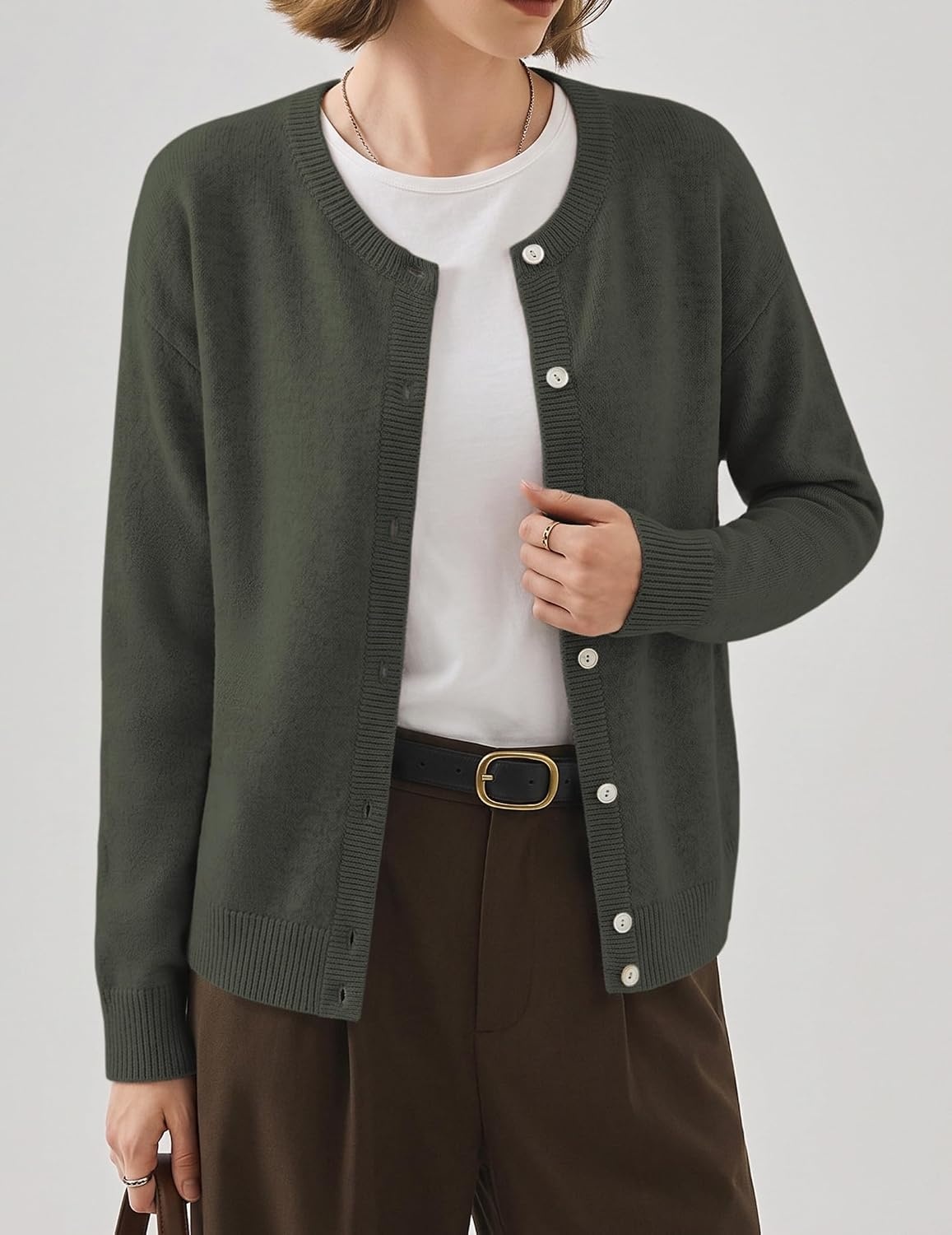 image:imageZeagoo Wool Blend Cardigan Sweaters for Women 2026 Casual Fall OutfitsArmy Green
