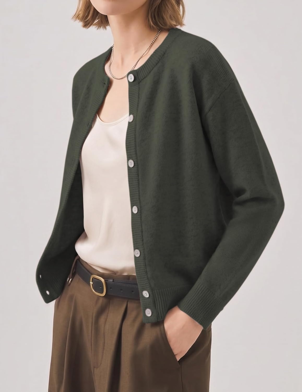 image:imageZeagoo Wool Blend Cardigan Sweaters for Women 2026 Casual Fall OutfitsArmy Green