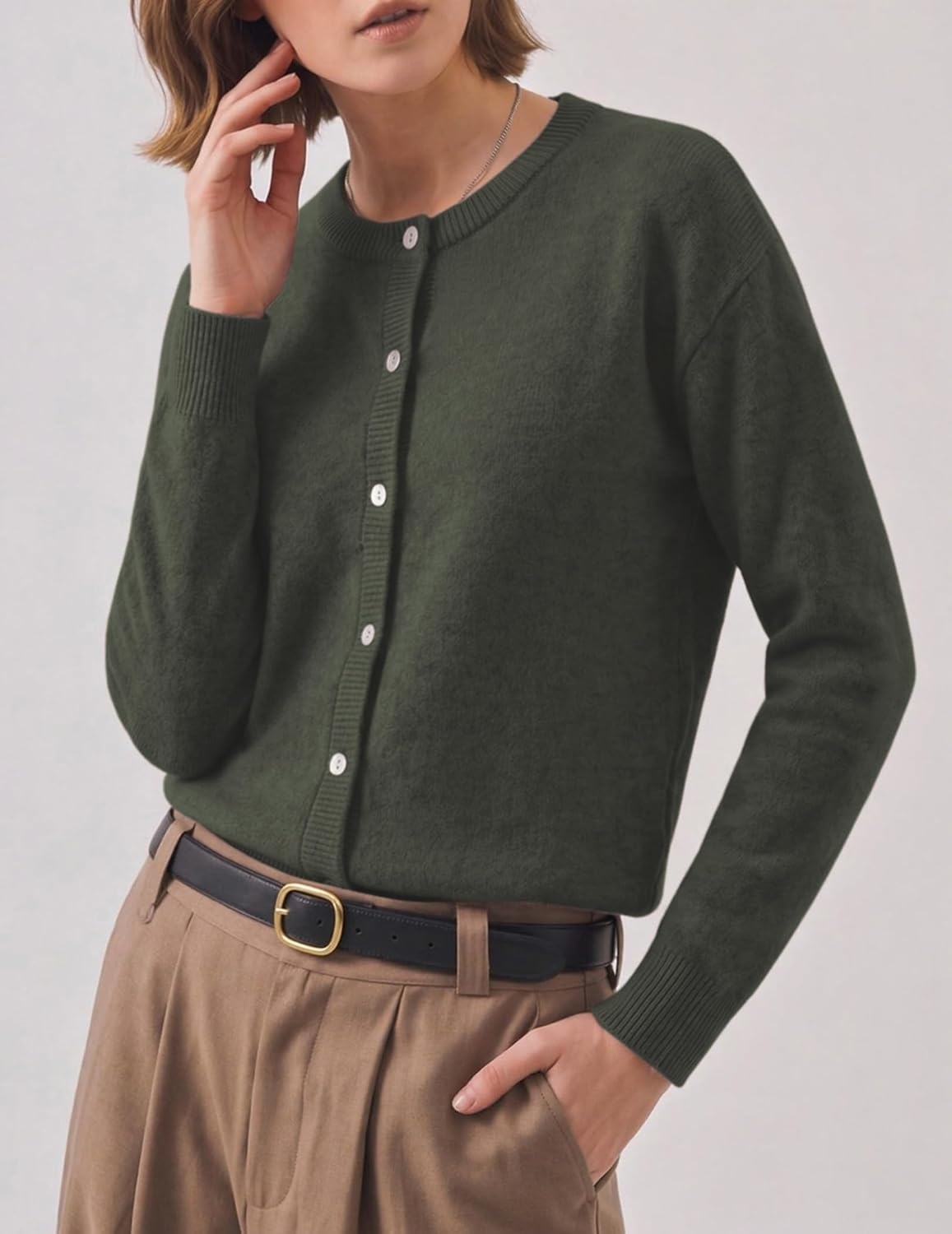 image:imageZeagoo Wool Blend Cardigan Sweaters for Women 2026 Casual Fall OutfitsArmy Green