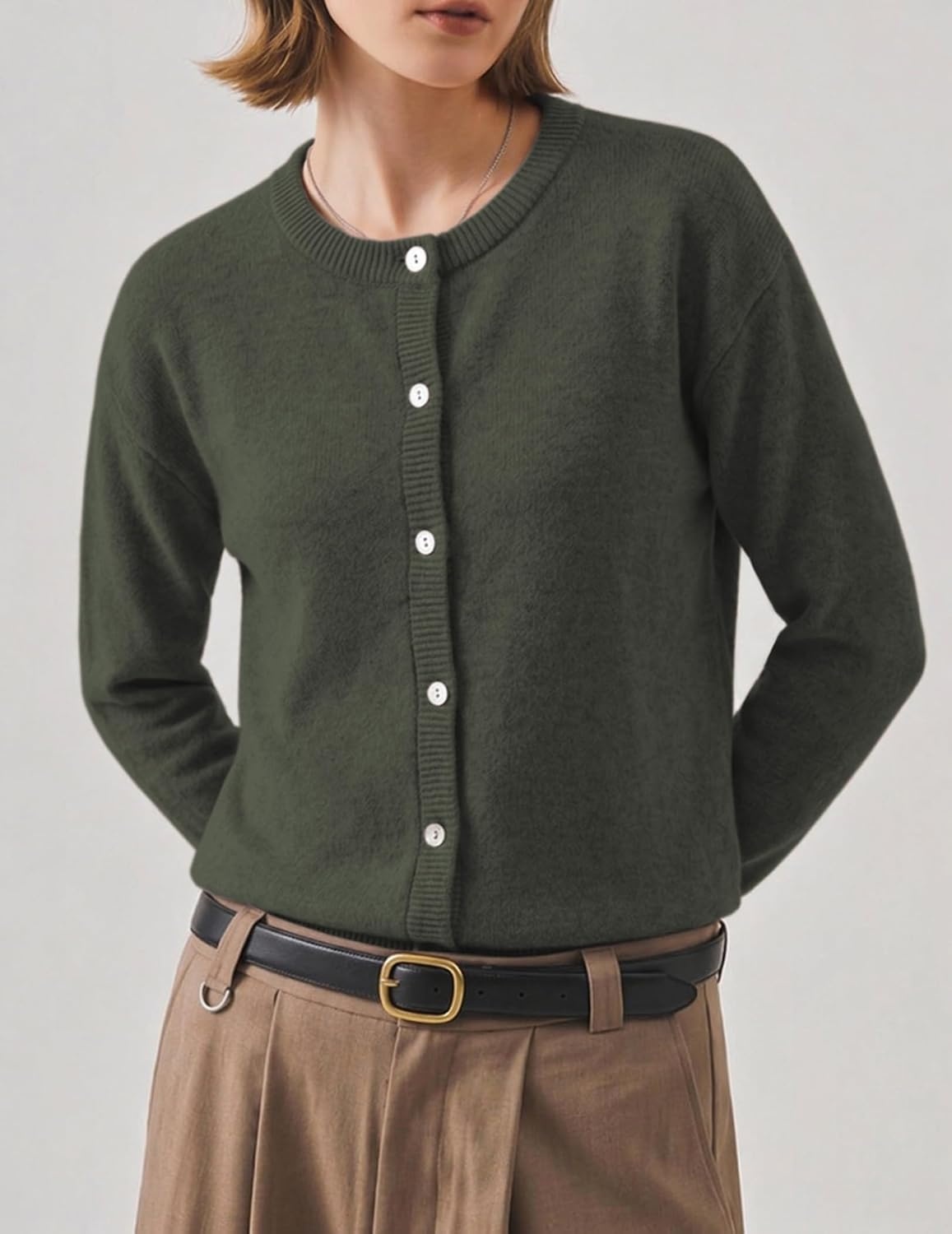 image:imageZeagoo Wool Blend Cardigan Sweaters for Women 2026 Casual Fall OutfitsArmy Green