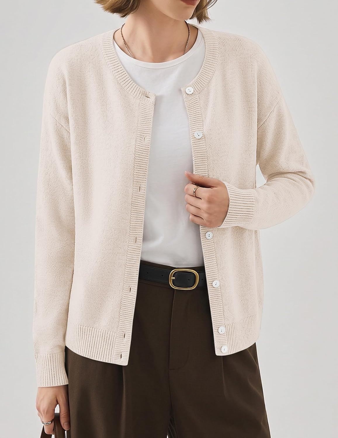 image:imageZeagoo Wool Blend Cardigan Sweaters for Women 2026 Casual Fall OutfitsBeige