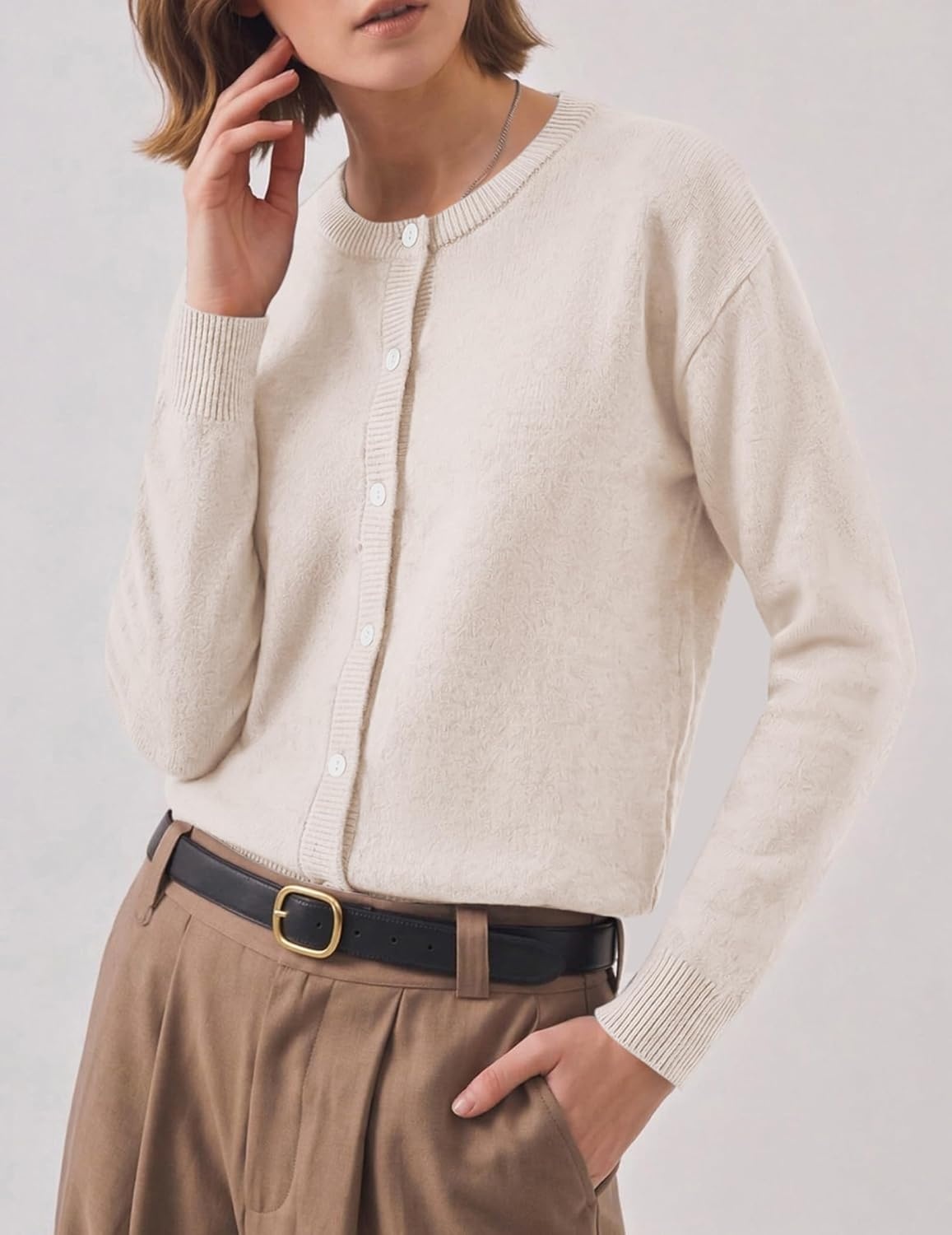 image:imageZeagoo Wool Blend Cardigan Sweaters for Women 2026 Casual Fall OutfitsBeige