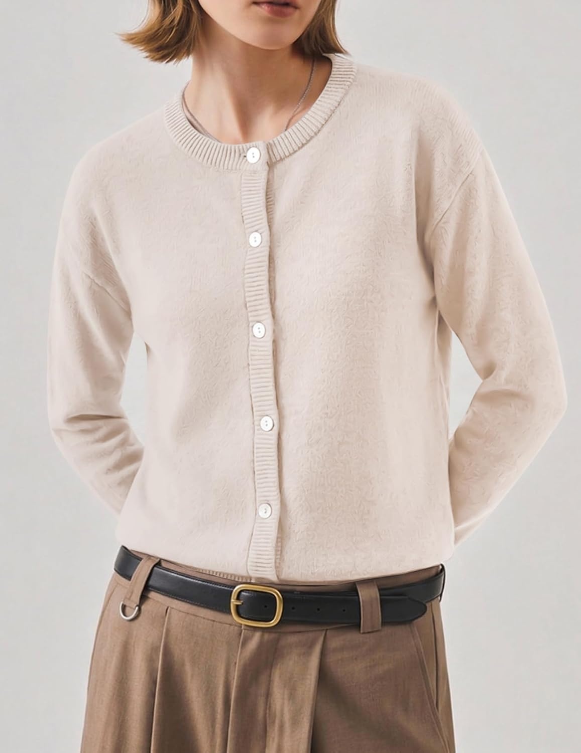 image:imageZeagoo Wool Blend Cardigan Sweaters for Women 2026 Casual Fall OutfitsBeige