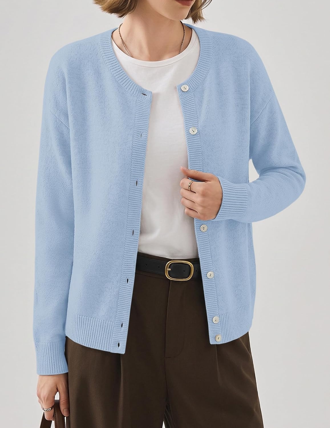 image:imageZeagoo Wool Blend Cardigan Sweaters for Women 2026 Casual Fall OutfitsBlue