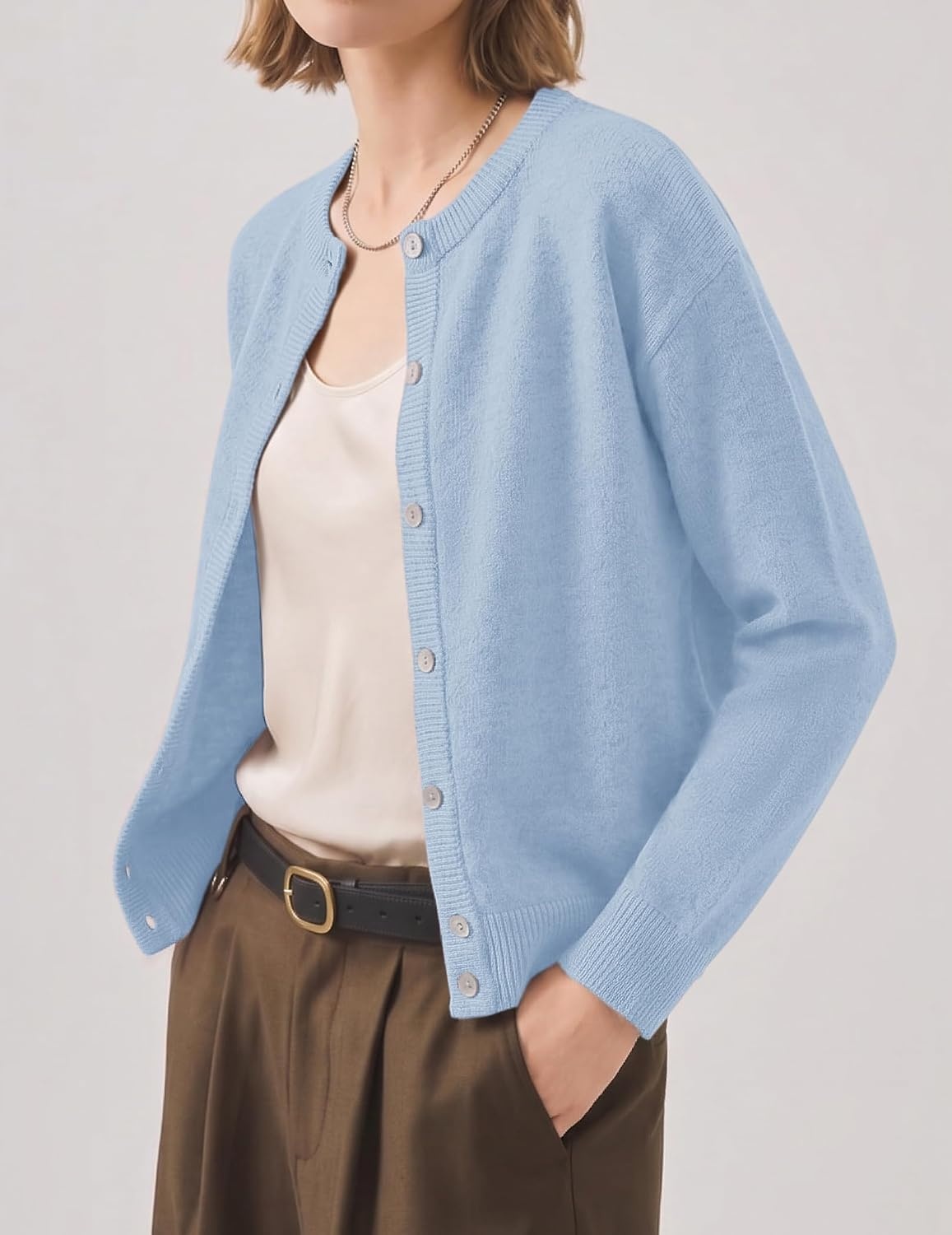 image:imageZeagoo Wool Blend Cardigan Sweaters for Women 2026 Casual Fall OutfitsBlue
