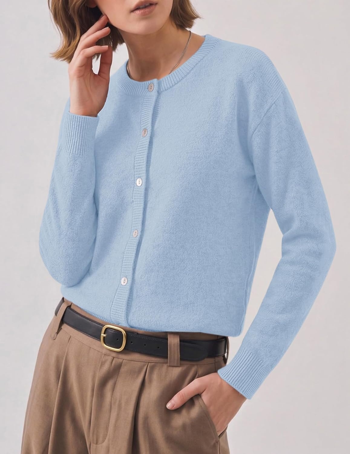 image:imageZeagoo Wool Blend Cardigan Sweaters for Women 2026 Casual Fall OutfitsBlue