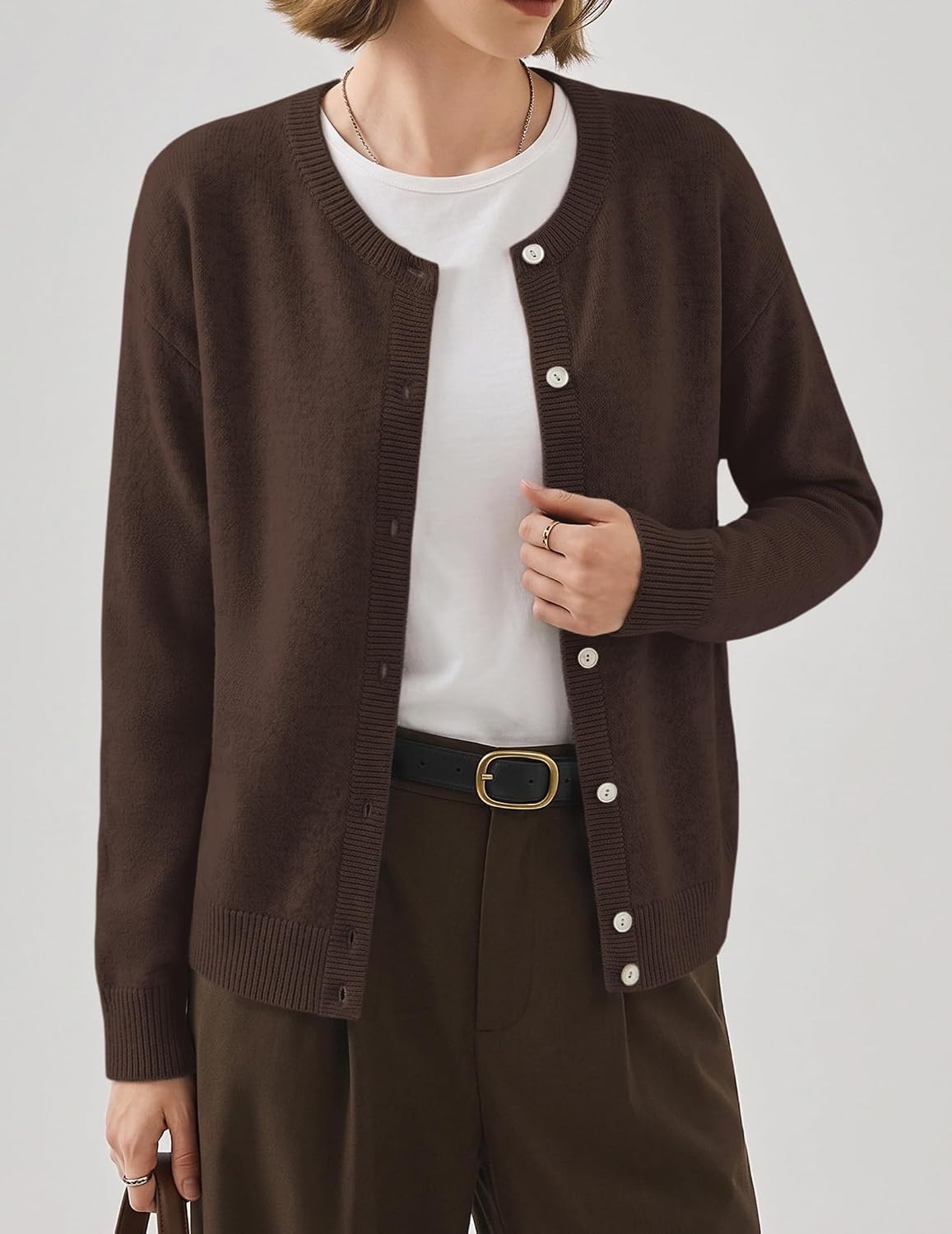 image:imageZeagoo Wool Blend Cardigan Sweaters for Women 2026 Casual Fall OutfitsBrown