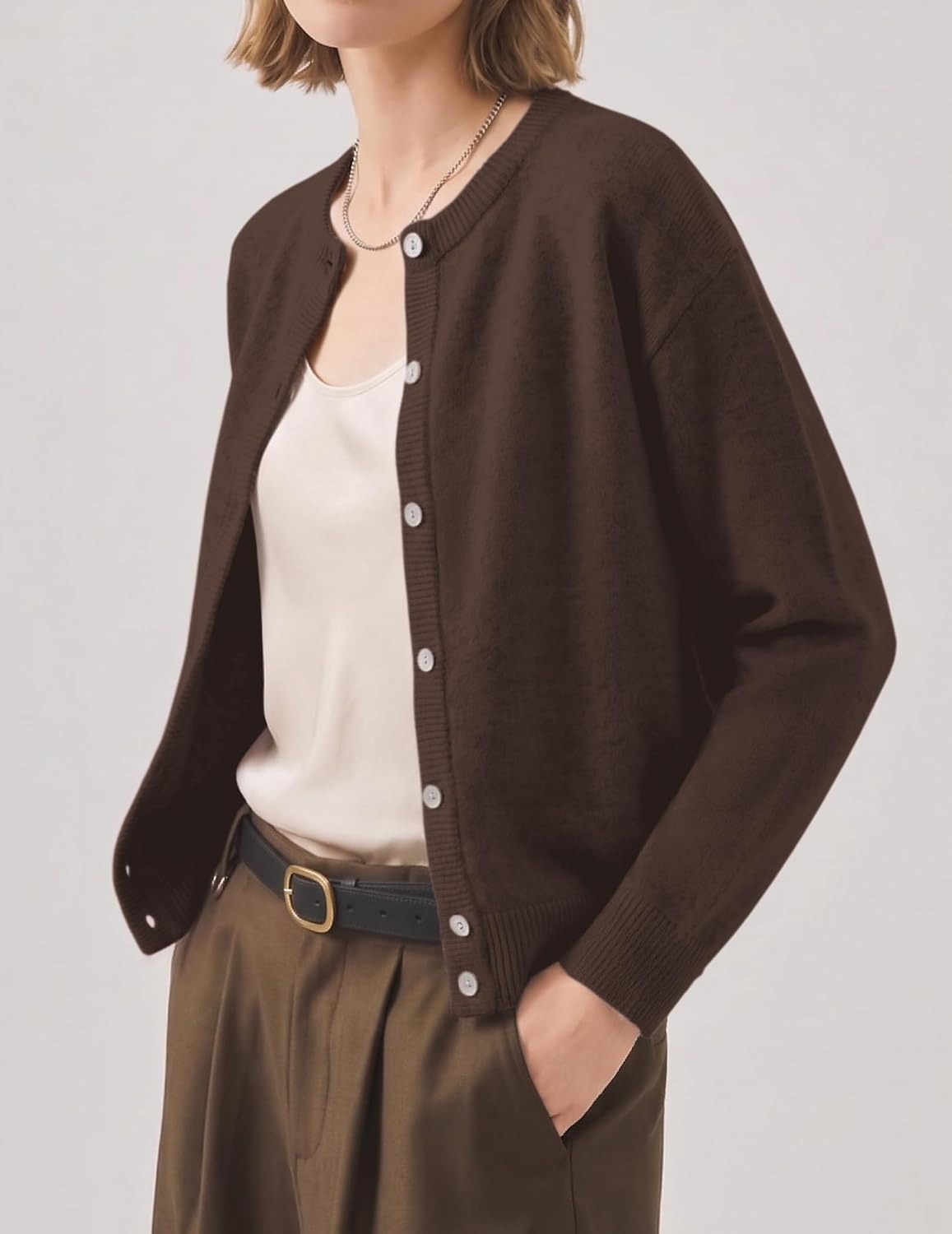 image:imageZeagoo Wool Blend Cardigan Sweaters for Women 2026 Casual Fall OutfitsBrown