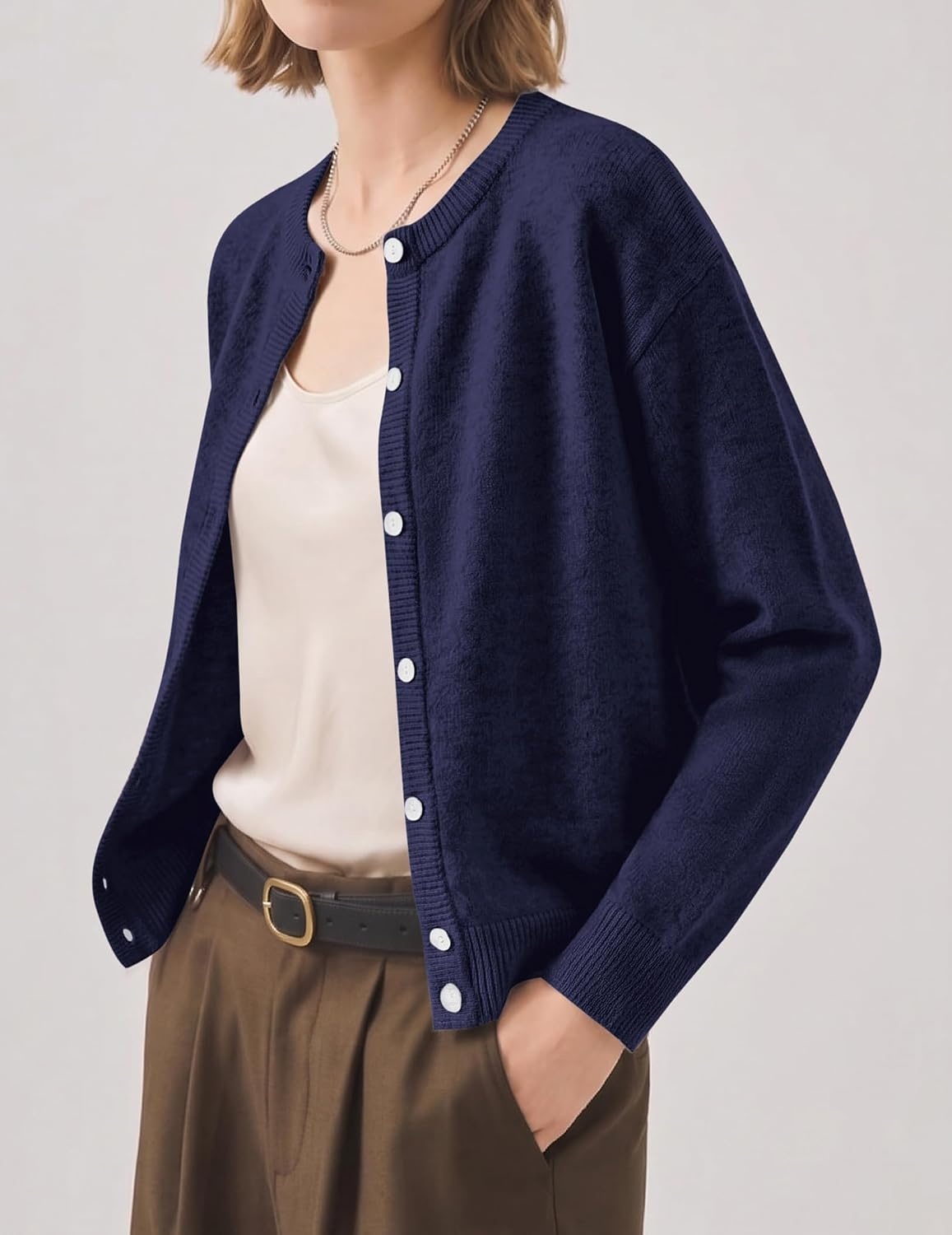 image:imageZeagoo Wool Blend Cardigan Sweaters for Women 2026 Casual Fall OutfitsNavy Blue
